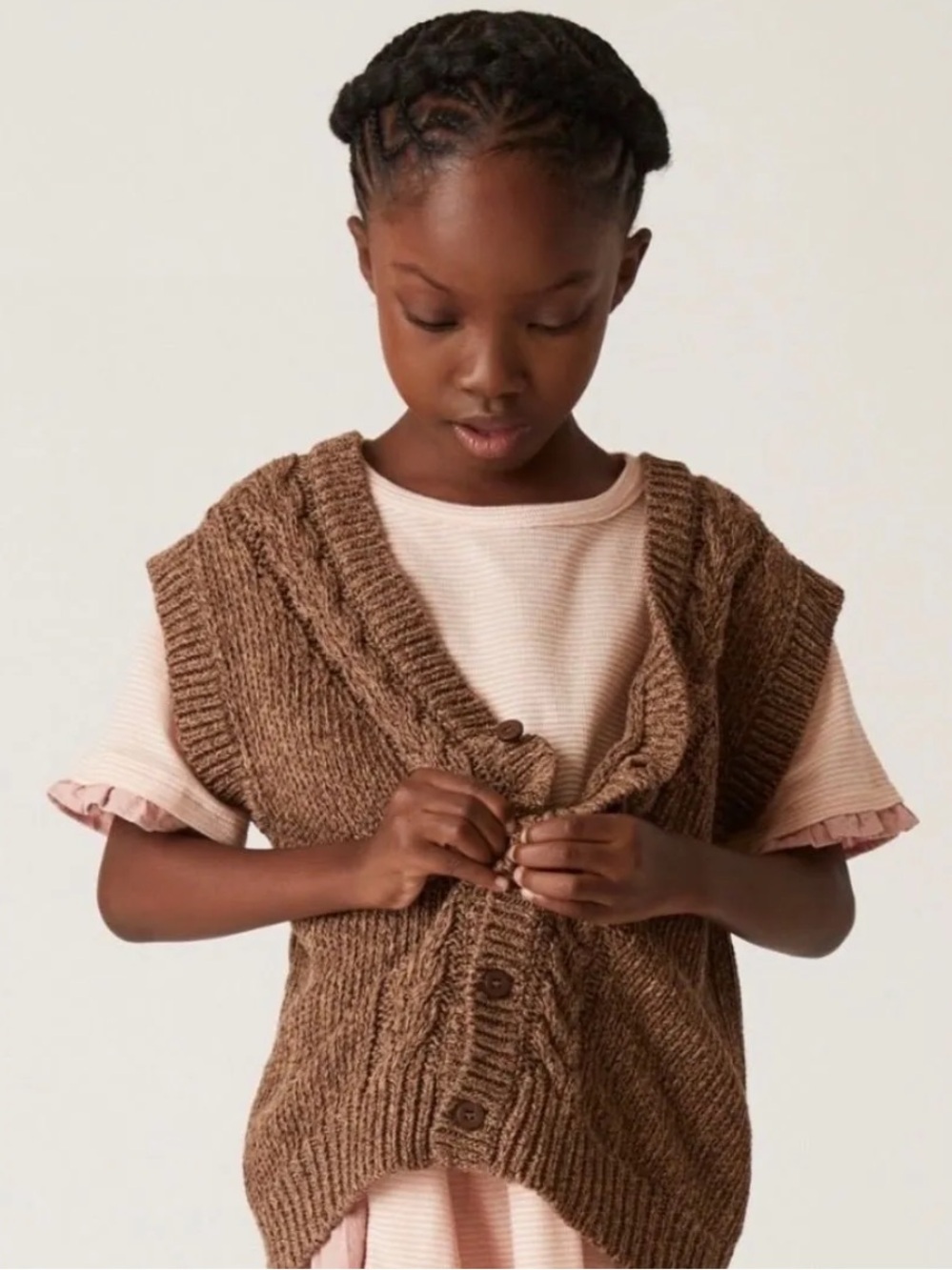NWT The Sunday Collective Cotton Blend Brown Sweater Vest